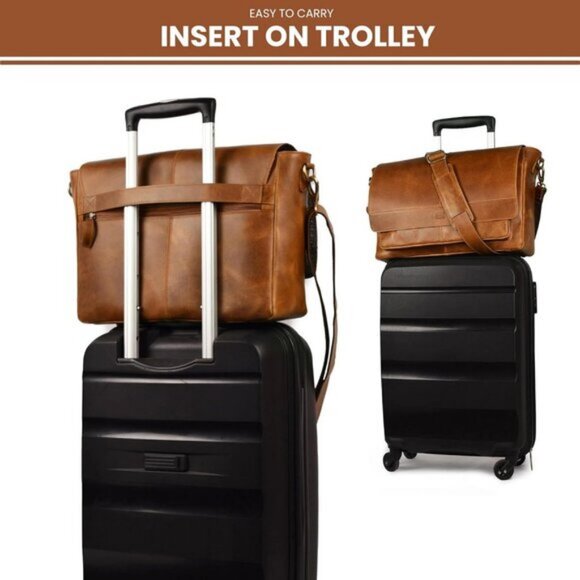 ⚡Leather Village Men & Women Red Vintage Leather Messenger Handmade Bag - Picture 7 of 8